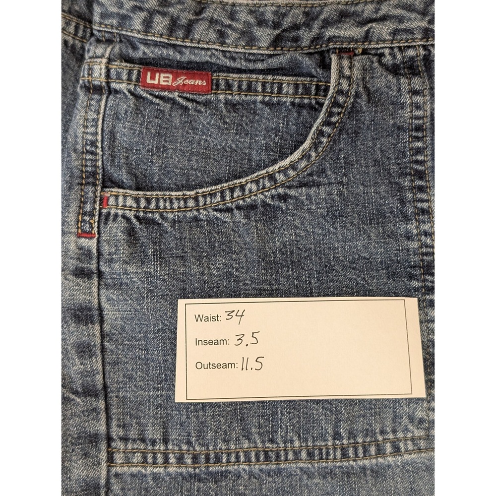 Unionbay Denim Shorts Women's 34 Waist Blue Distressed Raw Hem Pocket Detail - Picture 6 of 6